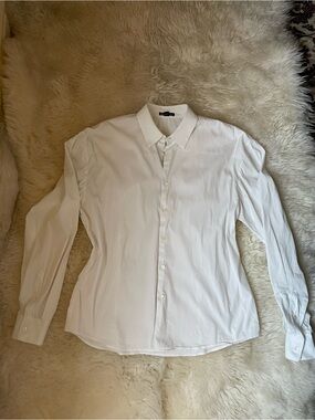 James perse matte stretch cotton poplin white shirt